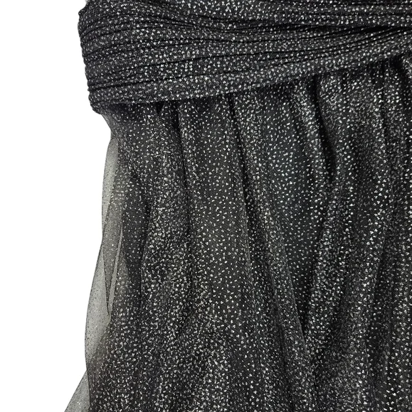 Ever Pretty Black Glittery Tulle Maxi Gown Size 4XL Spaghetti Strap Formal Dress - Picture 10 of 16